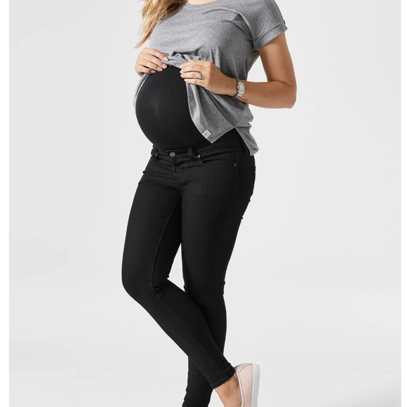 BLANQI Maternity Belly Support Skinny Jeans Black Distressed Size 6 - Picture 1 of 5